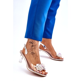 S.Barski Sandale Elegante Transparente Cu Decoratie Lila Argintie 1