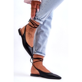 Sandale negre legate pentru femei negru 2
