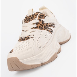 Adidași pentru femei pe o talpă groasă de leopard bej 1