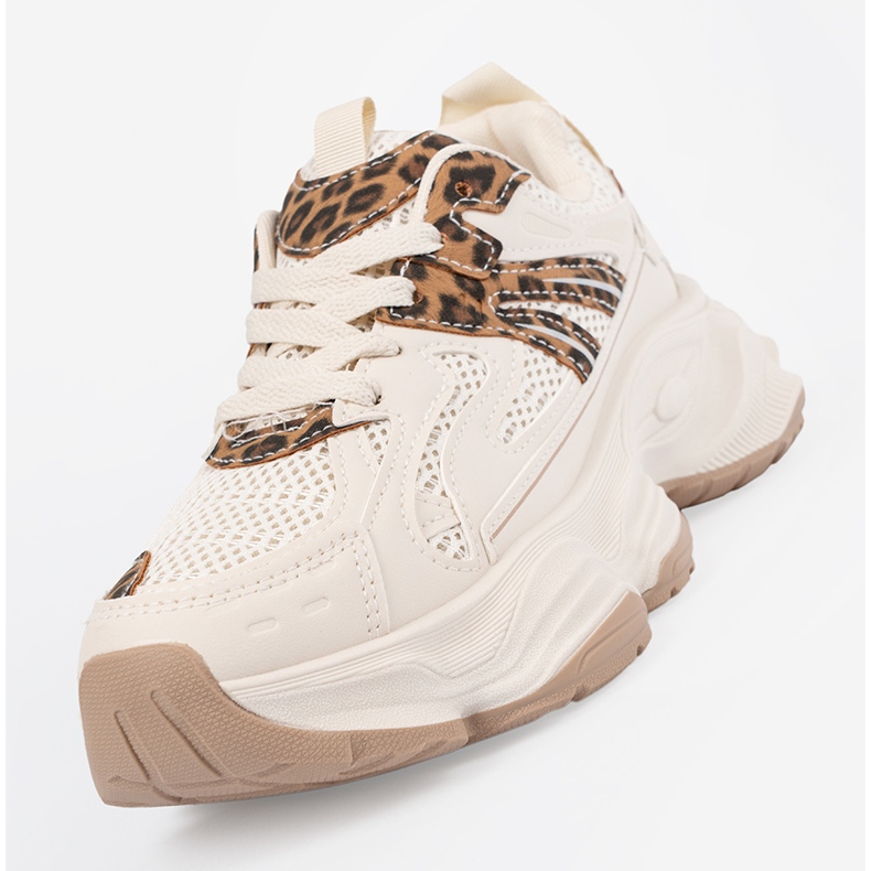 Adidași pentru femei pe o talpă groasă de leopard bej 1