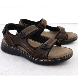Sandale din piele masculină pentru maro Velcro McKeylor 95320 1