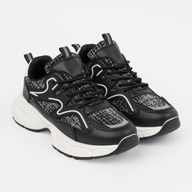 Shelvt Adidași pentru femei negre cu inserții decorative negru 1