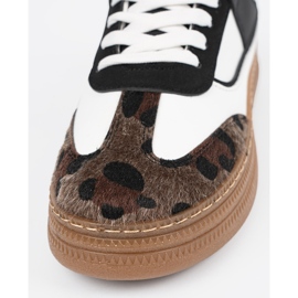 Adidași alb -negru cu inserții cu imprimeu leopard 4