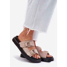 Big Star Flip -uri din piele de căprioară pentru femei cu stele mari decorative RR274659 Cleme roz deschis 1