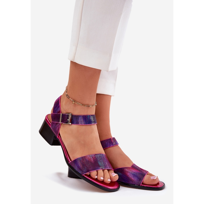 Sandale de fotbal din piele Maciejka N6802-15 roz 1