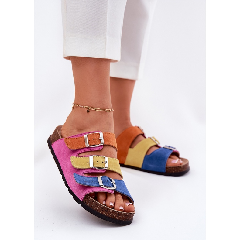 FLIP -uri pentru femei din piele de căprioară cu Panto FINO RR267033 FUCHSIA CAMPSIA roz 2