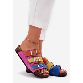 FLIP -uri pentru femei din piele de căprioară cu Panto FINO RR267033 FUCHSIA CAMPSIA roz 1