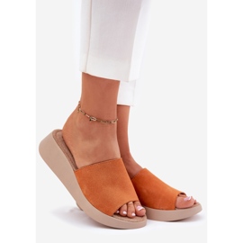 FLIP -uri pentru femei din piele de căprioară pe panto FINO RR267039 Wedge portocale 1