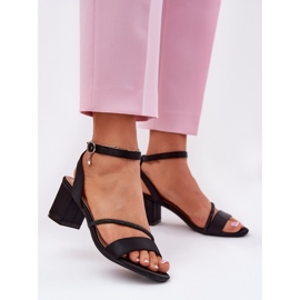 Sandale pentru femei pe stâlp cu Vinceza 20268 Zirconi negri negru 2