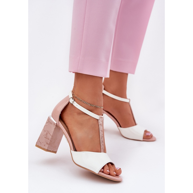 Sandale pentru femei pictate pe Vinceza 20276 Post alb-alb roz 2