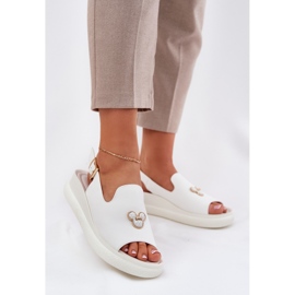 Vinceza Sandale din piele pentru femei cu decorarea Vincez 66757 White alb 2