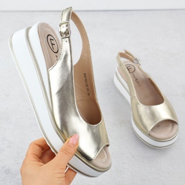 Sandale din piele metalică Filippo de aur 1