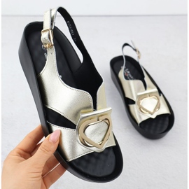 S.Barski Sandale din piele pentru femei pe Złote S. Barski KV51-031 Panouri de aur 1