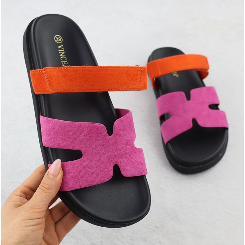 Flip Flops pentru femei Pink Orange Vinceza 17401 roz 1