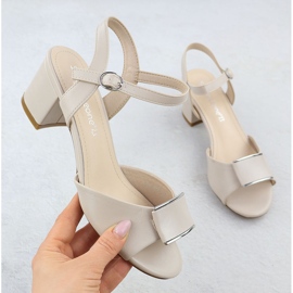 Sandale pentru femei pe postul de carne elegantă -SERGIO LEONE SK806 bej 1