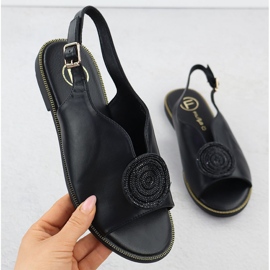 Sandale plate pentru femei cu negru Filippo DS6229 Zirconi 1 Sandale plate pentru femei cu negru Filippo DS6229 Zirconi 1