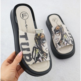 Papucii din piele pentru femei cu imprimeu bej Filippo DK6158 1 Papucii din piele pentru femei cu imprimeu bej Filippo DK6158 1