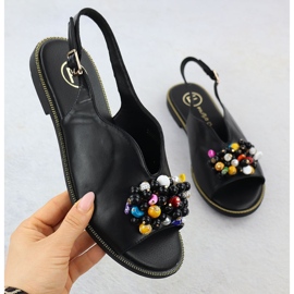 Sandale pentru femei cu margele negre Filippo DS6230 negru 1 Sandale pentru femei cu margele negre Filippo DS6230 negru 1