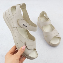 Ekri Helios 139-10 Sandale din piele Velcro din piele bej 1 Ekri Helios 139-10 Sandale din piele Velcro din piele bej 1