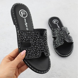 FLIP -uri pentru femei cu strasuri negre Filippo DK6973 negru 1