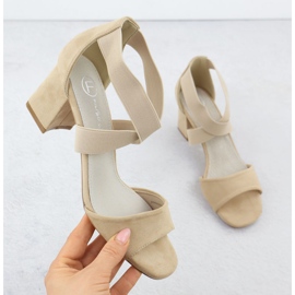 Sandale pentru femei pe post introduse pe elastica bej Filippo DS6920 1