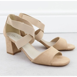 Sandale pentru femei pe post introduse pe elastica bej Filippo DS6920 2