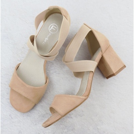 Sandale pentru femei pe post introduse pe elastica bej Filippo DS6920 3