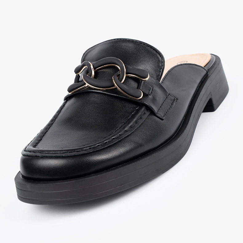Shelvt Flip -flop -uri eco -ale lui Black -Lowheh cu un lanț cu un lanț negru 2