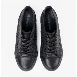 Shelvt Openwork Women's Wedges adidași negru 1