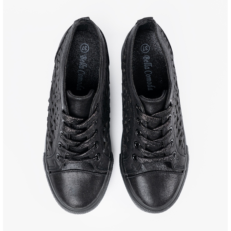 Shelvt Openwork Women's Wedges adidași negru 1