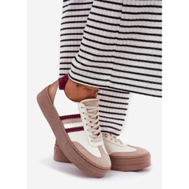Adidași de piele pentru femei de pe platforma BEIG-BORD ZAZOO N1234 bej 1