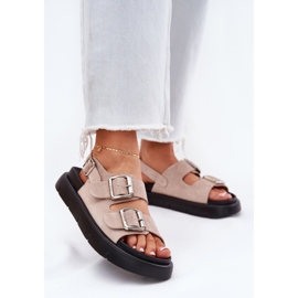 Sandale din piele de căprioară pentru femei cu Big Star RR274663 Cleme roz deschis 2