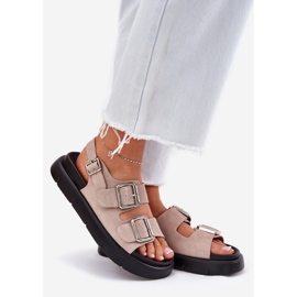 Sandale din piele de căprioară pentru femei cu Big Star RR274663 Cleme roz deschis 1