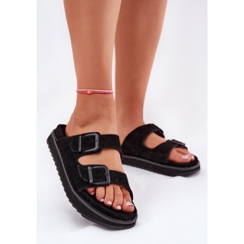 Flip -uri de piele de căprioară pentru femei cu D.Franklin DFSH405001 Cleme negre negru 2