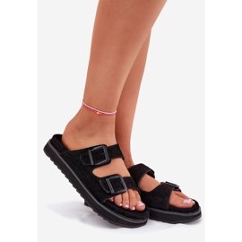 Flip -uri de piele de căprioară pentru femei cu D.Franklin DFSH405001 Cleme negre negru 1