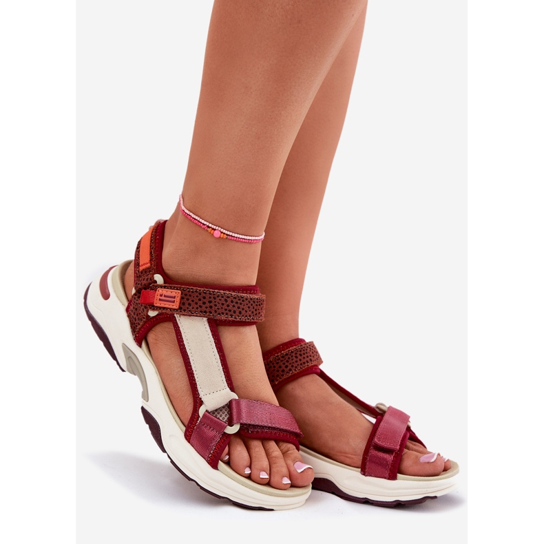 Sandale Velcro pentru femei D.Franklin DFSH406003 Burgundia roșu 1