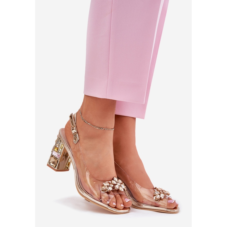 Vinceza Sandale transparente pe postare cu cristale Vincez 70110 Zlotys de aur 1 Vinceza Sandale transparente pe postare cu cristale Vincez 70110 Zlotys de aur 1