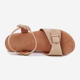 Inna Sandale pentru femei pe pană cu cataramă kaki bej 2