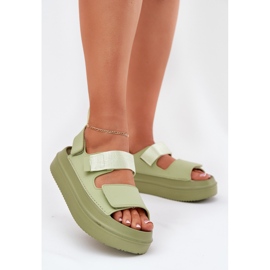 Inna Sandale pentru femei pe platformă cu Velcro Green verde 2