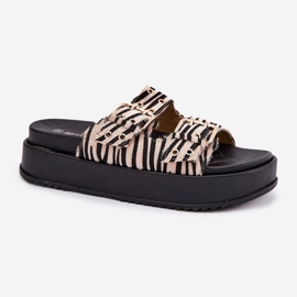 Inna Flip -flops pentru femei cu catarame pe platforma zebră alb 4