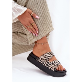 Inna Flip -flops pentru femei cu catarame pe platforma zebră alb 6