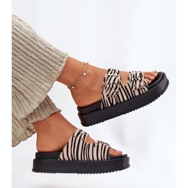 Inna Flip -flops pentru femei cu catarame pe platforma zebră alb 7