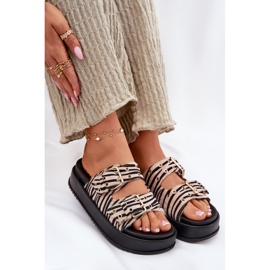 Inna Flip -flops pentru femei cu catarame pe platforma zebră alb 9