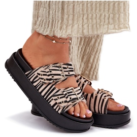 Inna Flip -flops pentru femei cu catarame pe platforma zebră alb 10