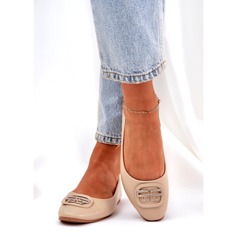 Seastar Balerine pentru femei pe o talpă plană cu un ornament pentru 58p bej 2