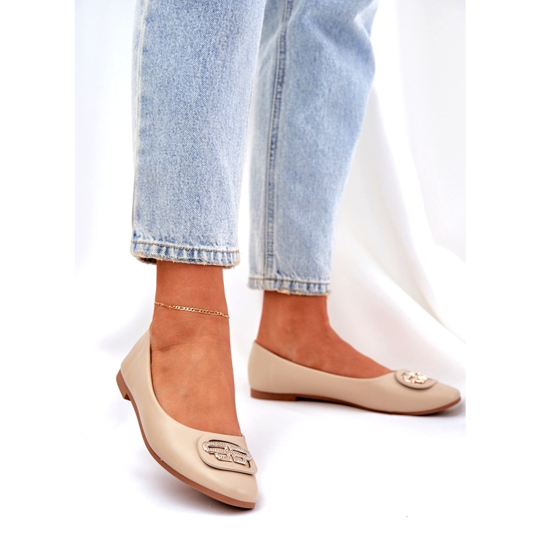 Seastar Balerine pentru femei pe o talpă plană cu un ornament pentru 58p bej 1