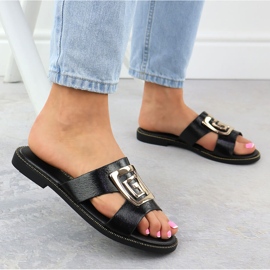 Papuci de dama negri cu ornament negru Filippo 1