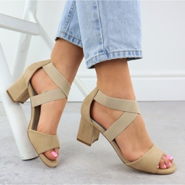 Sandale pentru femei pe post introduse pe elastica bej Filippo DS6920 4