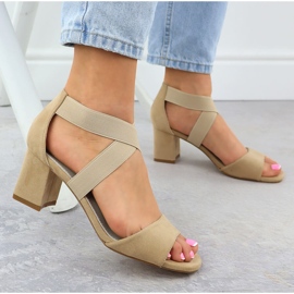 Sandale pentru femei pe post introduse pe elastica bej Filippo DS6920 5