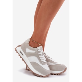 Adidași din piele de căprioară pe Big Star RR274896 Platforma pentru femei Hi-policiene Biało-share alb 1